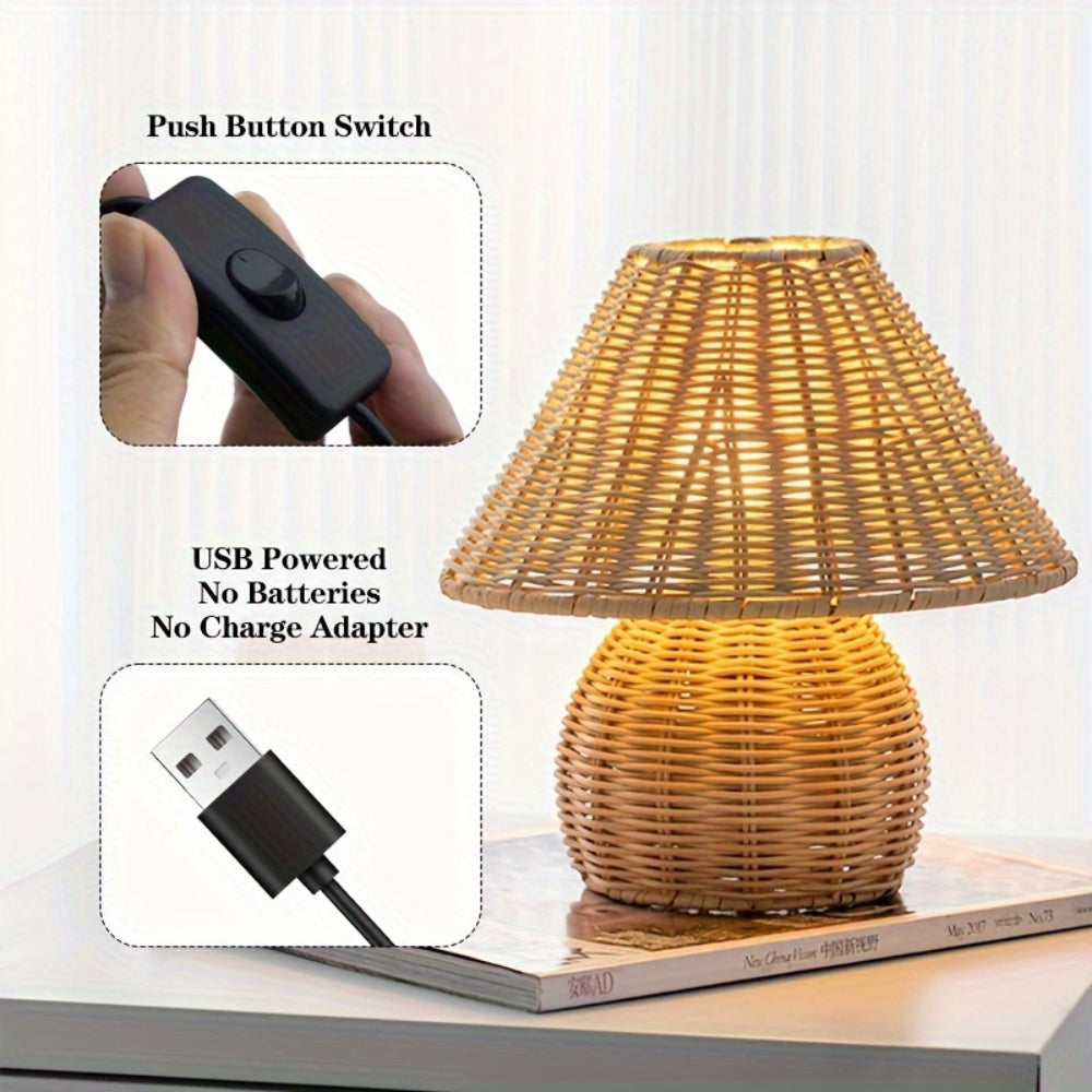 Rattan Table Lamp Home Decor
