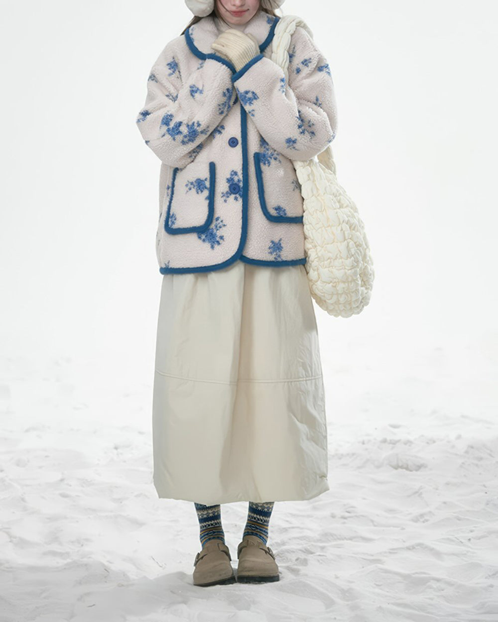 Cottagecore Fleece Floral Print Jacket